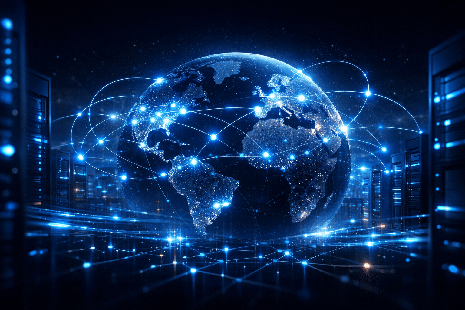 Illustration futuriste d’un réseau mondial connecté